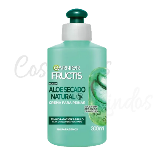Garnier Fructis  Crema de Peinar Aloe Secado Natural 300 ml
72 Horas  de Hidratación y Brillo para cabello deshidratado
