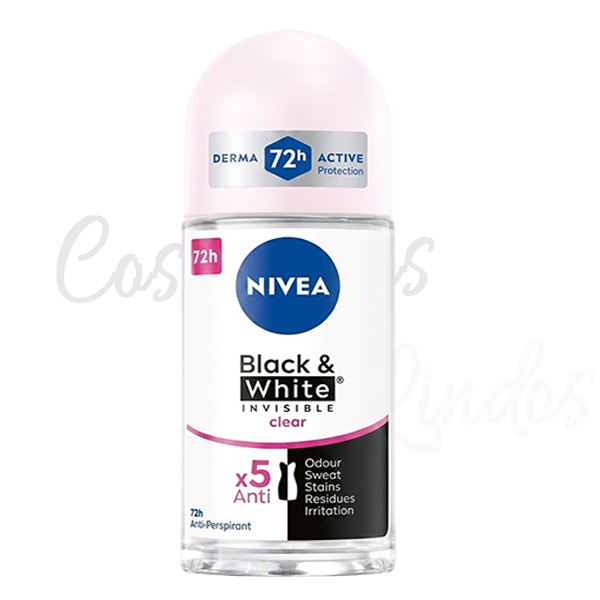 3 PcsNivea Black White Invisible Clear Roll On Deodorant 72h Anti Stain 50ml