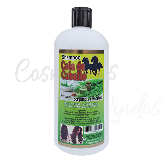 Shampoo Cola de Caballo Reforzado con Bergamota y Keratina 32Oz
Único y eficaz contra la caida de cabello, resequedad brillo.