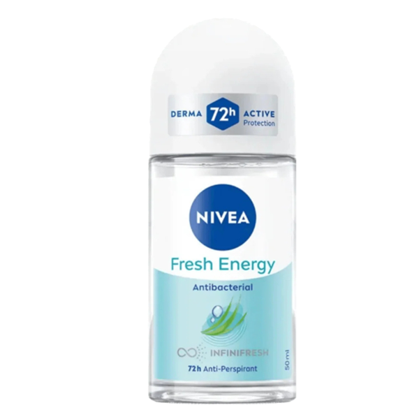 3Pcs Nivea Fresh Energy Antibacterial Roll-On - 72h 50Ml