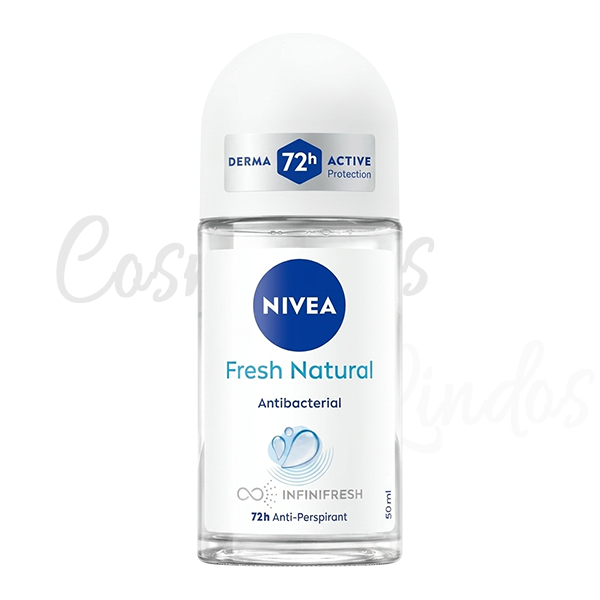 3 Pcs Nivea Fresh Natural Roll On Deodorant 72h Derma Active Antibacterial 50ml