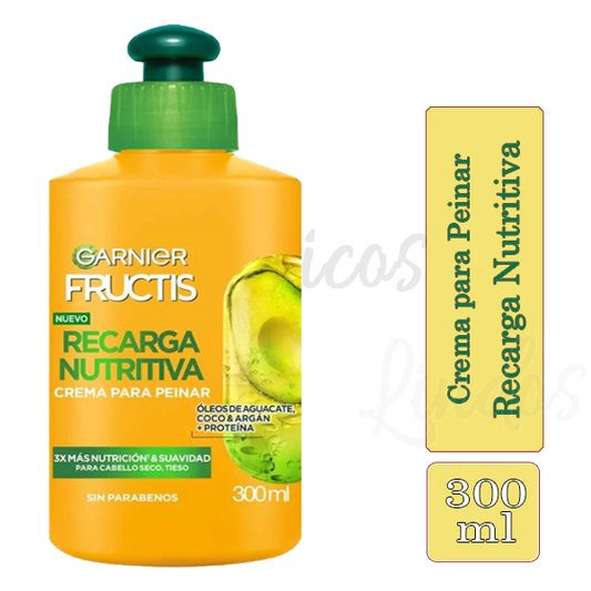 Garnier Fructis Recarga Nutritiva 300 ml, nutrición, suavidad cabello seco
