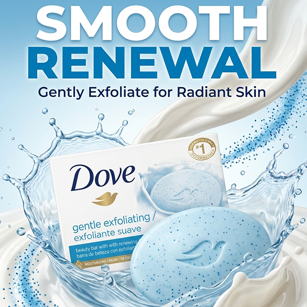 12Pcs Dove Gentle Exfoliating Soap Bar 4.75oz 135g Smooth Skin Renewal Cleanser