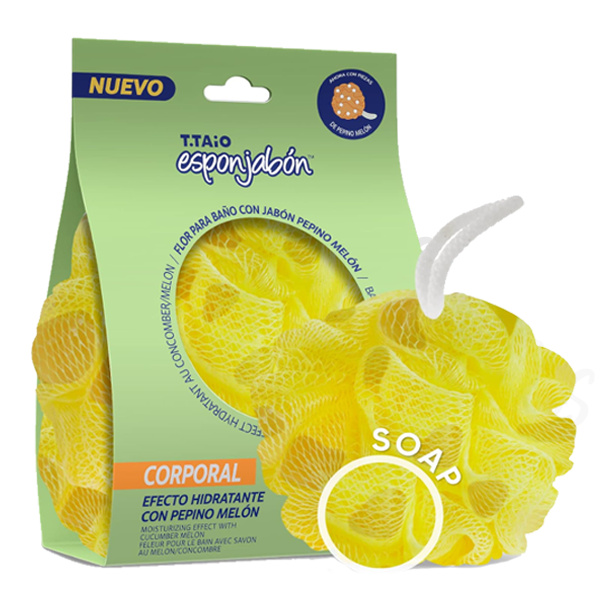 T.Taio ESPONJABON Bath Pouf + Soap Cucumber Melon, Hydrating Effect