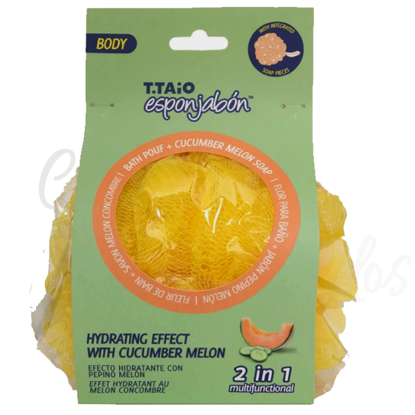T.Taio ESPONJABON Bath Pouf + Soap Cucumber Melon, Hydrating Effect
