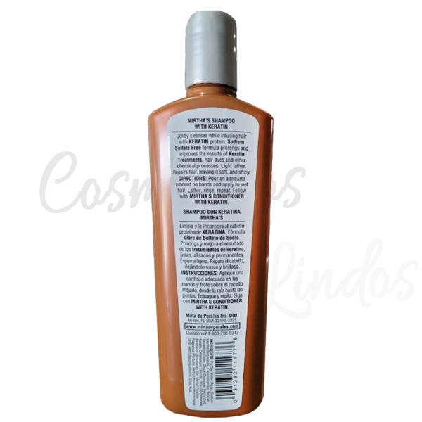 MIRTA DE PERALES SHAMPOO WITH KERATIN. HAIR MOISTURIZER. SULFATE FREE. 16 OZ