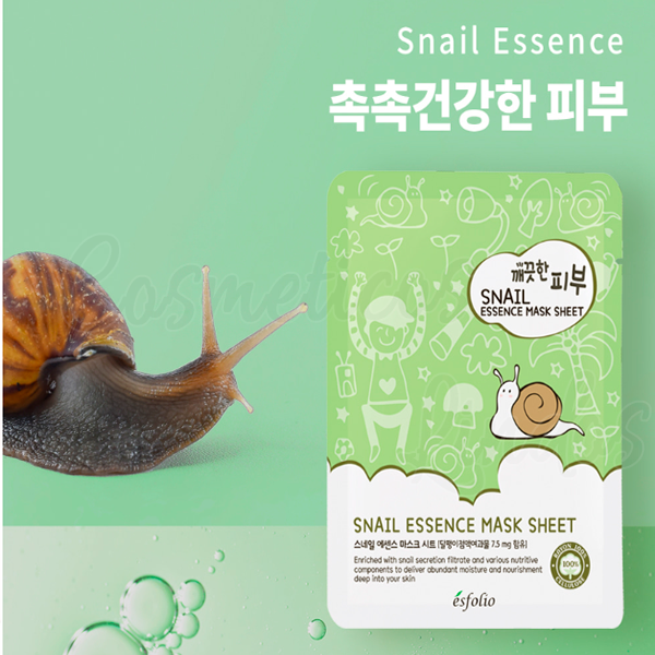Snail  Essence Mask Sheet, Esfolio (1 Pack of 10 Sheets)