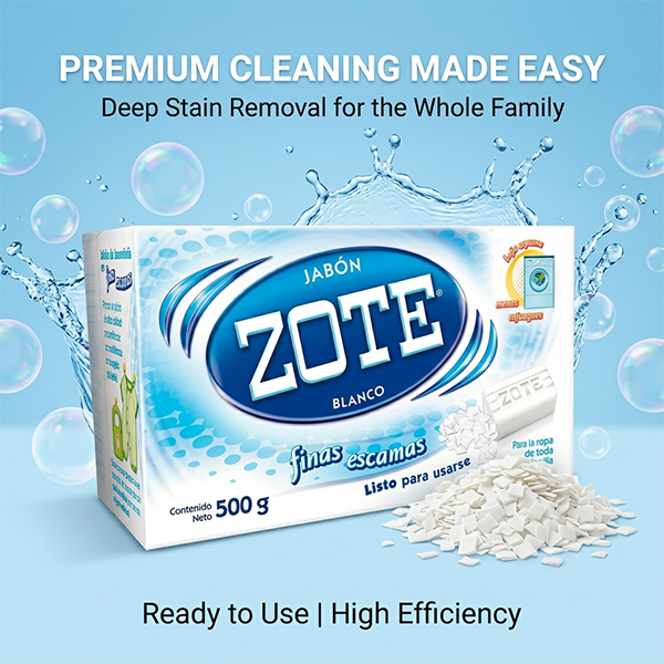 Zote White Soap Flakes 17.6oz 500g Laundry Detergent Finas Escamas Stain Remover