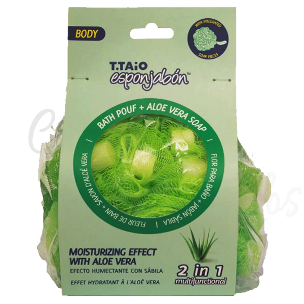 T.Taio ESPONJABON Bath Pouf + Soap Aloe Vera, Moisturizing Effect