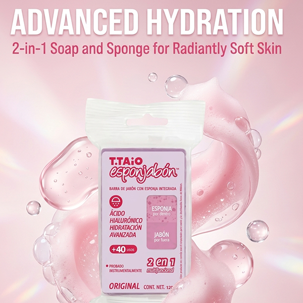 3Pcs Esponjabon Hyaluronic Acid Soap Sponge 2 in 1 Advanced Hydration Deep Moist