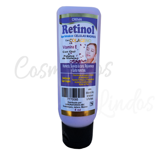 Retinol Reforzado con Células Madres  con colágeno Vitamina E con olor a Pétalos de violetas 4Oz
Humecta
Suaviza la cara
 Rejuvenece
Quita manchas