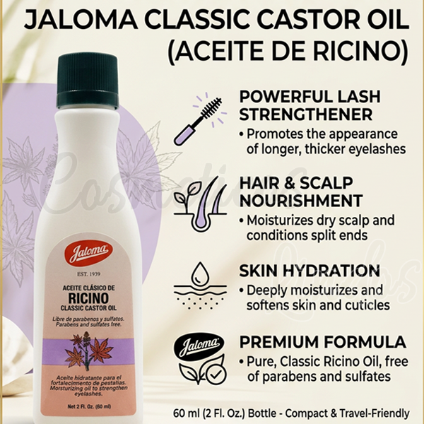 Ricino Classic Castor Oil Jaloma for Strengthens the eyelashes. 120ml Exp 08/27