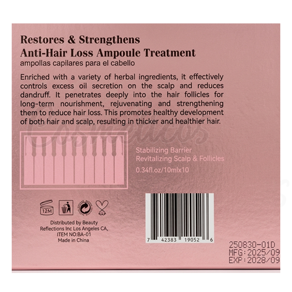  Blest Anti-Hair Loss Ampoule Treatment Ginger & Ginseng Hair Growth Restores