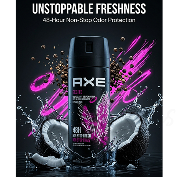 Axe Excite Deodorant Body Spray 48H Non Stop Fresh Coconut Black Pepper Men
