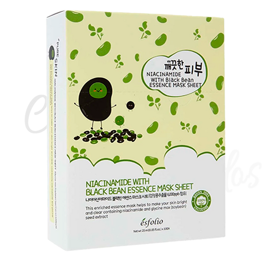 Niacinamide with Black Bean Essence Mask Sheet, Esfolio (1 Pack of 10 Sheets)