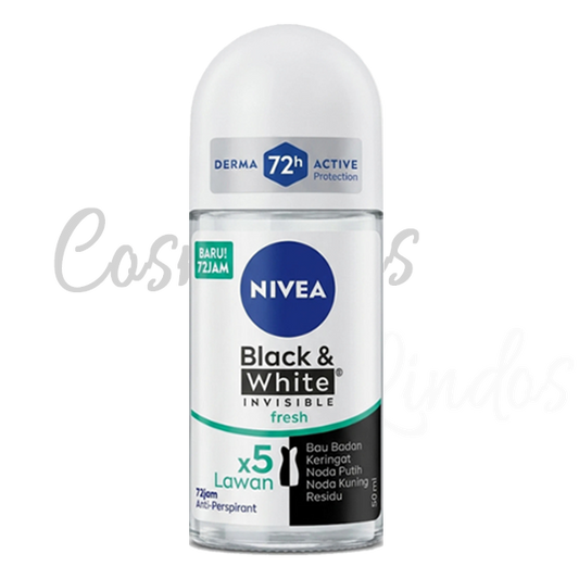 3Pcs Nivea Black & White Invisible Fresh Roll-On Deodorant Anti-Perspirant 50ml