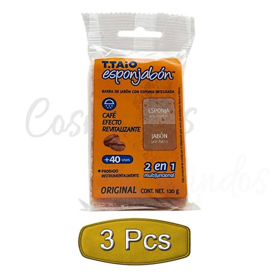 3Pcs Esponjabon Coffee Soap Sponge 2 in 1 Revitalizing Anti Cellulite Firming 4.2oz