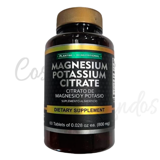 Citratos de magnesio y Potasio Suplemento dietético 60 Tabletas. (800 mg) Plantimex