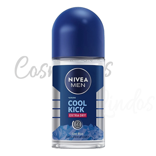 3Pcs Nivea for Men Cool Kick Anti-Transpirant Deodorant ROLL-ON, 50 ML