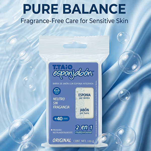 3Pcs Esponjabon Fragrance Free Soap Sponge 2 in 1 Neutro Sensitive Skin Unscented