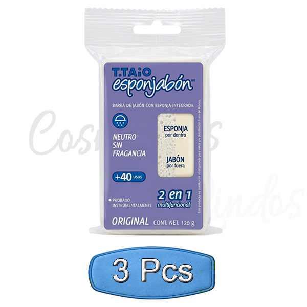 3Pcs Esponjabon Fragrance Free Soap Sponge 2 in 1 Neutro Sensitive Skin Unscented