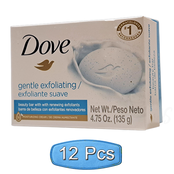 12Pcs Dove Gentle Exfoliating Soap Bar 4.75oz 135g Smooth Skin Renewal Cleanser