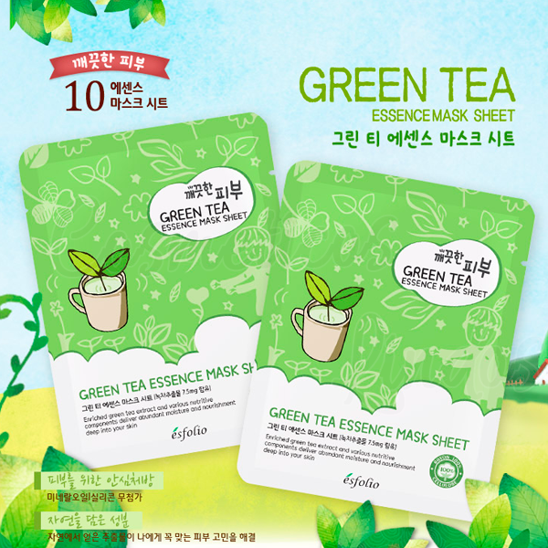 Green Tea Essence Mask Sheet, Esfolio