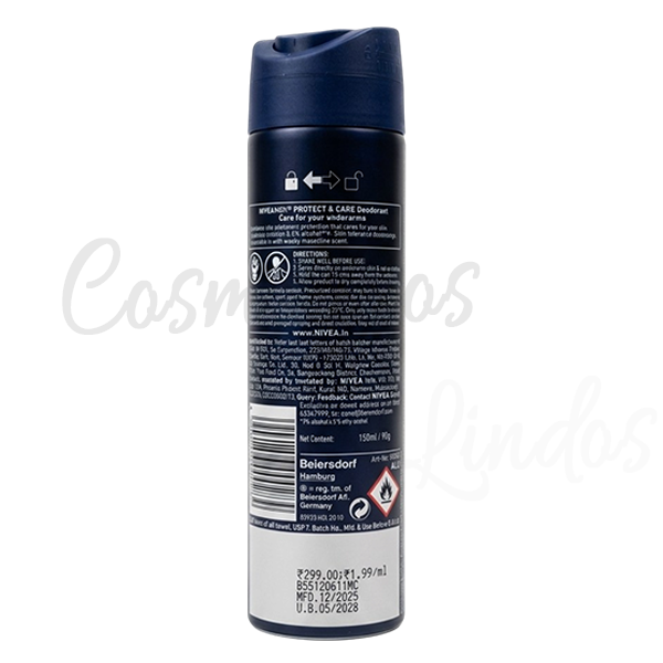 Buy NIVEA MEN Protect & Care Deodorant Spray. Enjoy 48H sweat protection with a 0% alcohol, non-irritating, quick-dry formula for daily skin comfort.