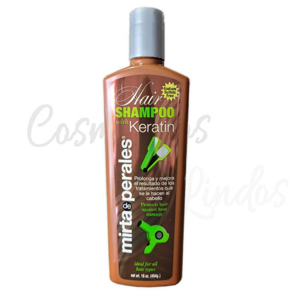 MIRTA DE PERALES SHAMPOO WITH KERATIN. HAIR MOISTURIZER. SULFATE FREE. 16 OZ