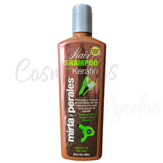 MIRTA DE PERALES SHAMPOO WITH KERATIN. HAIR MOISTURIZER. SULFATE FREE. 16 OZ