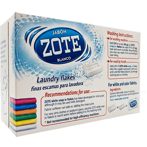  Zote White Soap Flakes 17.6oz 500g Laundry Detergent Finas Escamas Stain Remover