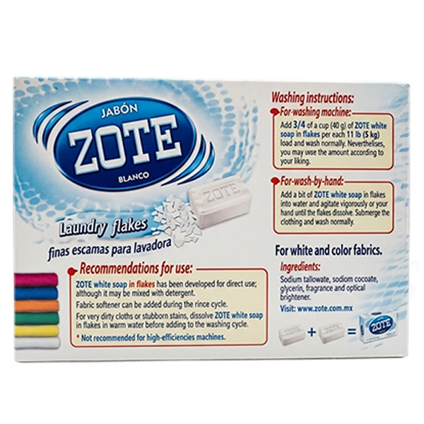 Zote White Soap Flakes 17.6oz 500g Laundry Detergent Finas Escamas Stain Remover