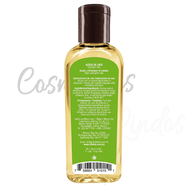 3Pcs Coconut Oil whith Keratina Jaloma 120ml Exp 08/27