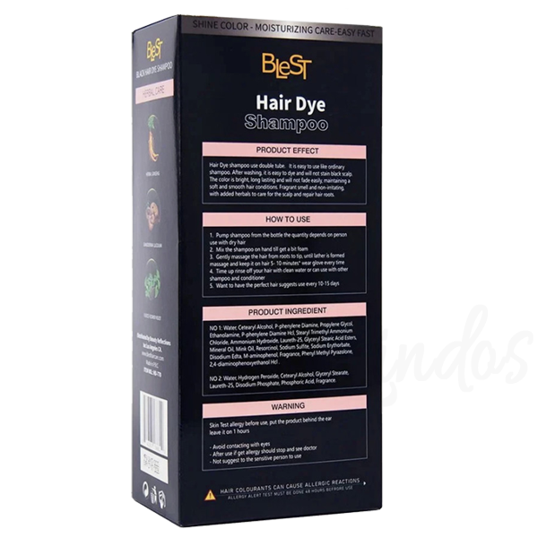 2Pcs Blest Black Hair Dye Shampoo HD-770