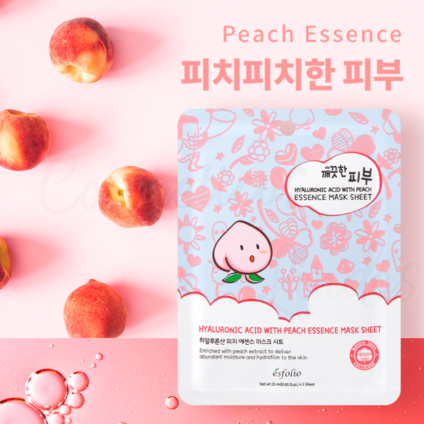 Hyaluronic Acid With Peach  Essence Mask Sheet, Esfolio