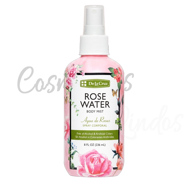 De La Cruz Spray de agua de rosas para cara, piel y cabello, 8 Oz