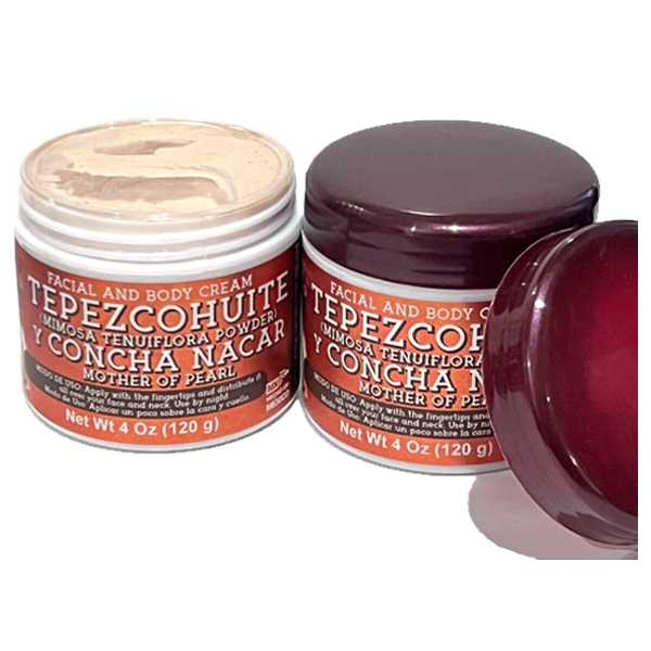 Crema facial aclarado natural e hidratante tepezcohuite y concha nacar