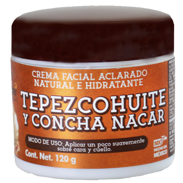 Crema facial aclarado natural e hidratante tepezcohuite y concha nacar