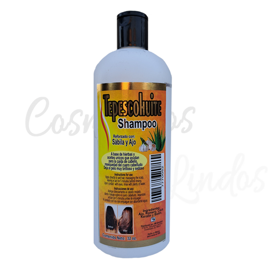 Shampoo Tepezcohuite Reforzado con Sábila y Ajo 32Oz